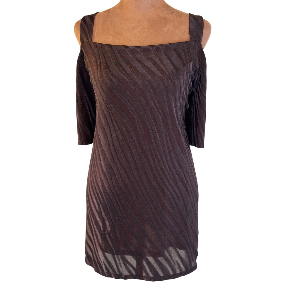 JM Collection Cold Shoulder Tunic XXL Brown Zebra Texture NWT Top Blouse Shirt